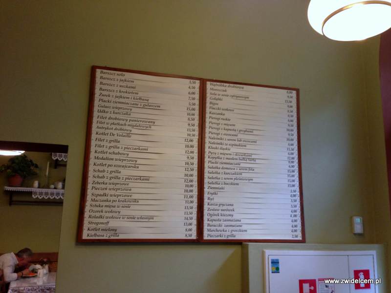 Kraków - Kuchnia u Doroty - menu