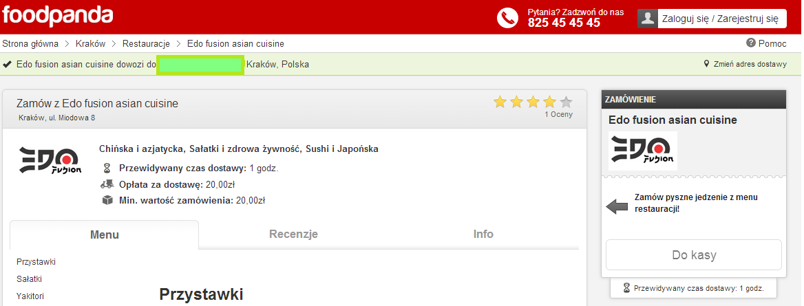 Kraków - Foodpanda - screen
