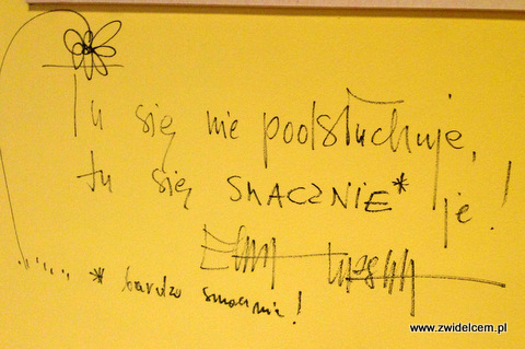 Kraków - Od jajka do jabłka - napis na ścianie